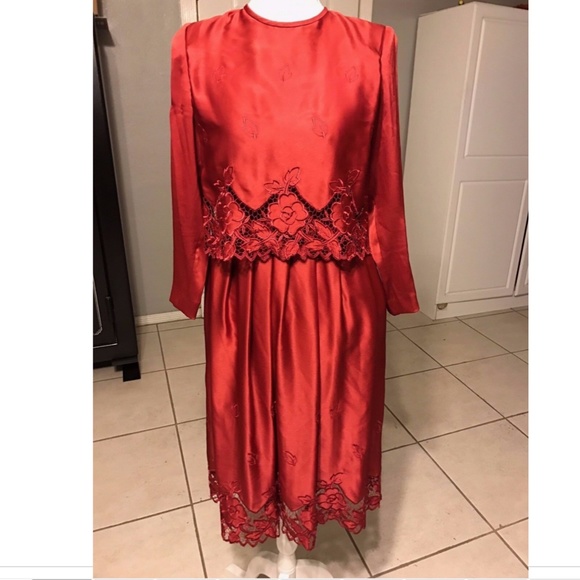 NEW Tracy Reese Red Embroidered Dress [SZ 6‎ ] - Picture 1 of 9